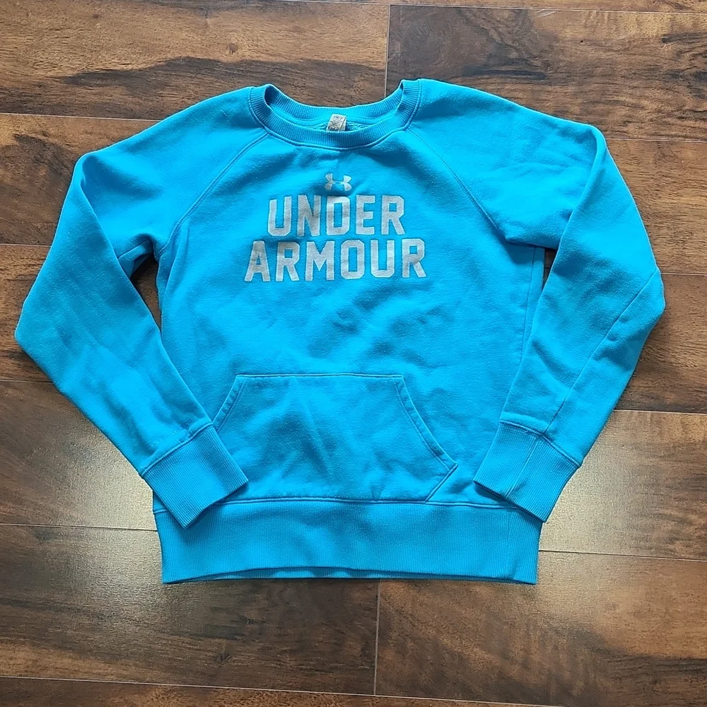 Under Armour crew neck pullover sweatshirt light blue Size SM/P - Picture 1 of 3